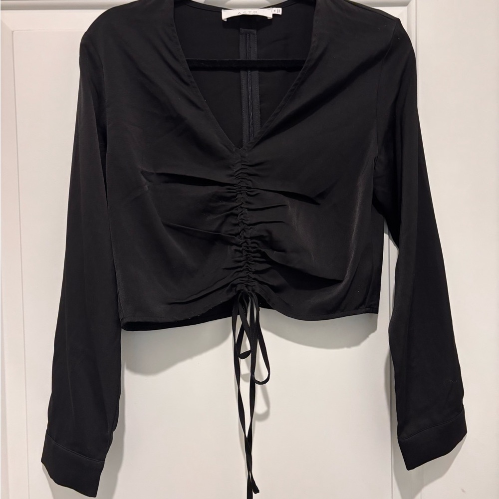 ASTR The Label Black Ruched Blouse